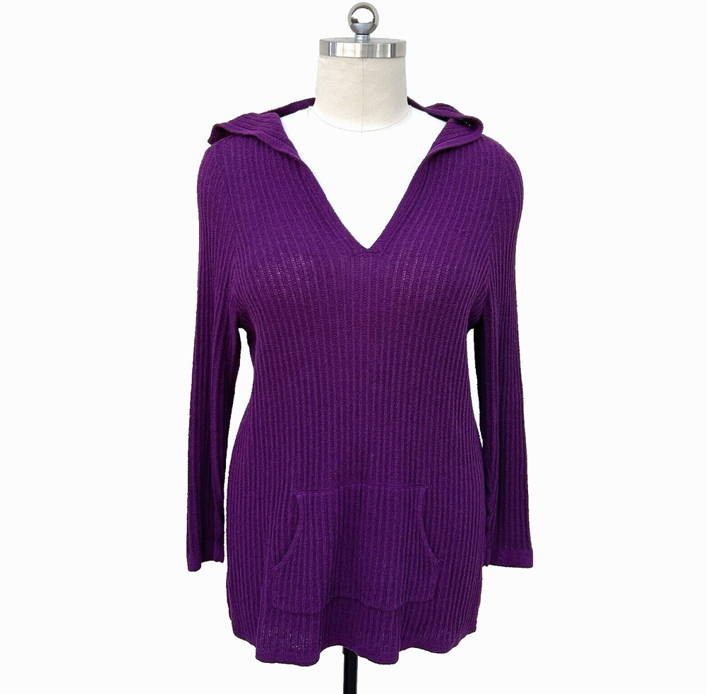 Torrid - Women's Purple Knit Hooded Long Length Sweater 2XL